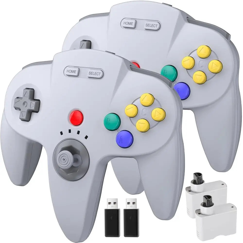 2-Pack Wireless N64 Controllers, 2.4GHz Compatible Gamepads for...